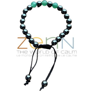 ZenN- Crystal & Gemstone Green Aventurine & Hematite Stone Bracelet With Black Cord Helps To Enhance Creativity Prosperity 8Mm Box Packaging