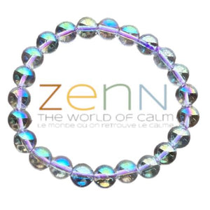 ZenN- Crystal & Gemstone Angel Aura Quartz Stone Bracelet Helps Release Stress Elevates The Mood And Brings Serenity 8Mm New Hang Tag Packaging