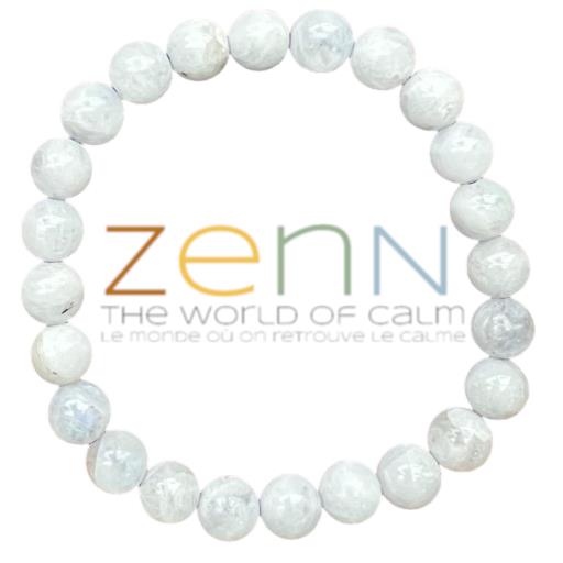 ZenN- Crystal & Gemstone Rainbow Moonstone Stone Bracelet Bring Calmness Peace & Balance In Life 8Mm New Hang Tag Packaging