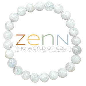 ZenN- Crystal & Gemstone Rainbow Moonstone Stone Bracelet Bring Calmness Peace & Balance In Life 8Mm New Hang Tag Packaging