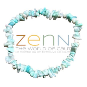 ZenN- Crystal & Gemstone Amazonite Stone Chip Bracelet Heals Emotional Trauma And Alleviate Worry & Fear 8Mm New Hang Tag Packaging