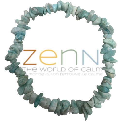 Zenn Amazonite Stone Chip Bracelet Heals Emotional Trauma Alleviate Worry & Fear 8Mm New Hang Tag Packaging