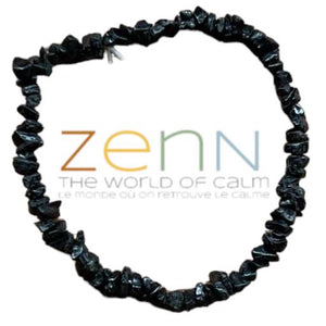 ZenN- Crystal & Gemstone Black Tourmaline Stone Chip Bracelet Helps To Promote Positive Energy Protection & Good Luck 8Mm New Hang Tag Packaging