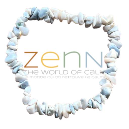 ZenN- Crystal & Gemstone Blue Opal Stone Chip Bracelet Helps To Release Tension & Bring Peacefulness8Mm New Hang Tag Packaging