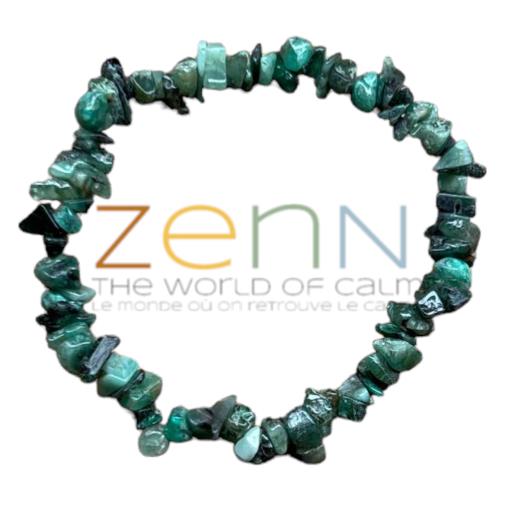 ZenN- Crystal & Gemstone Emerald Stone Chip Bracelet Is Used For Healing Love Harmony And Enhancing Focus 8Mm New Hang Tag Packaging