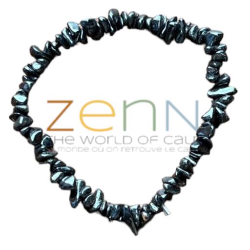 ZenN- Crystal & Gemstone Hematite Chip Bracelet Restores Strengthens And Regulates Blood Supply Aids In Conditions Such As Anemia 8Mm New Hang Tag Packaging