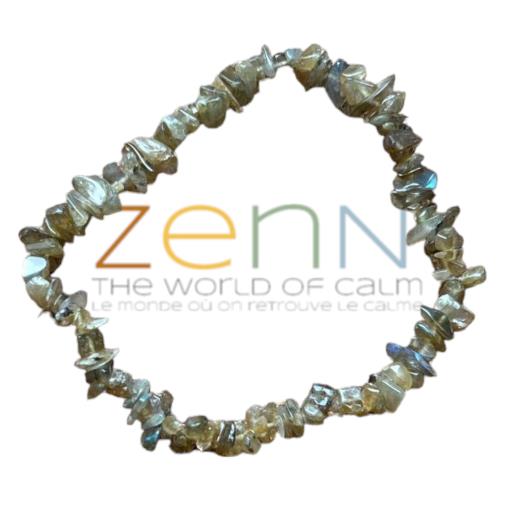 ZenN- Crystal & Gemstone Labradorite Stone Chip Bracelet Encourages Self Discovery Strengthen Personal Growth And Brings Courage 8Mm New Hang Tag Packaging