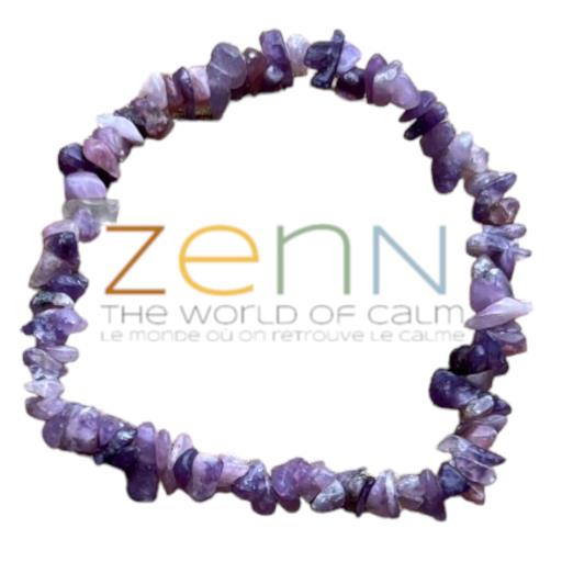 ZenN- Crystal & Gemstone Lepidolite Stone Chip Bracelet Encourages Spiritual Transcendence & Cosmic Awareness Brings Balance In Life 8Mm New Hang Tag Packaging