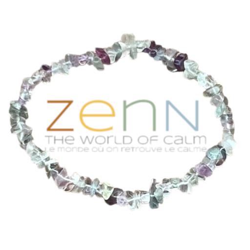 ZenN- Crystal & Gemstone Multi Flourite Stone Chip Bracelet Helps Boosting Mental Clarity & Promoting Peace Of Mind 8Mm New Hang Tag Packaging