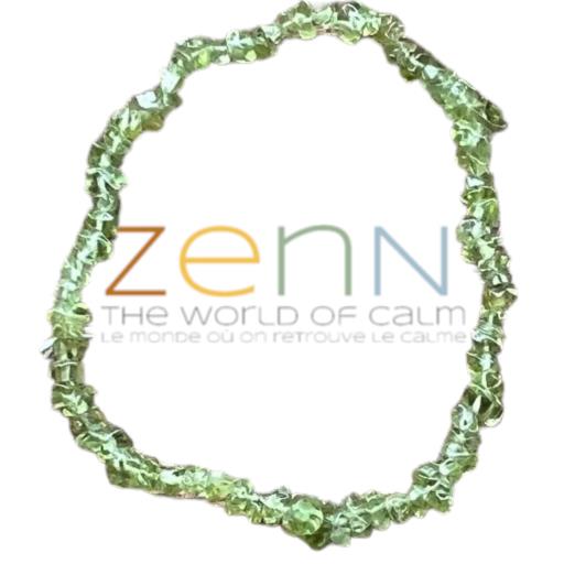 ZenN- Crystal & Gemstone Peridot Stone Chip Bracelet Enhances Confidence Prosperity Abundance & Happiness 8Mm New Hang Tag Packaging