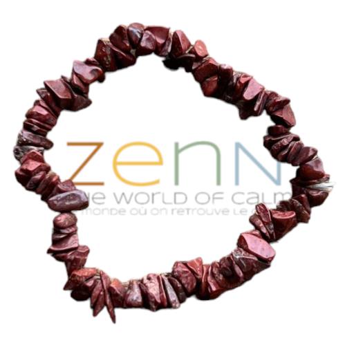 ZenN- Crystal & Gemstone Red Jasper Stone Chip Bracelet Soothes The Nerves Restores Balance And Aligns The Chakras 8Mm New Hang Tag Packaging