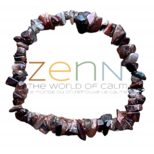 ZenN- Crystal & Gemstone Red Tiger Eye Chip Bracelet Brings Good Luck To The Wearer Promotes Mental Clarity And Power To Focus 8Mm New Hang Tag Packaging