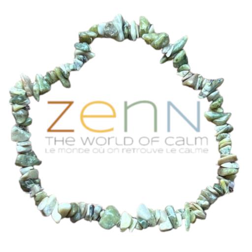 ZenN- Crystal & Gemstone Serpentine Stone Chip Bracelet Bring Happiness Success And Friendliness 8Mm New Hang Tag Packaging