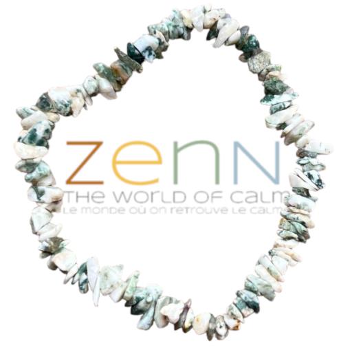 ZenN- Crystal & Gemstone Tree Agate Stone Chip Bracelet Enhances Inner Stability And Promotes Positive Thinking 8Mm New Hang Tag Packaging