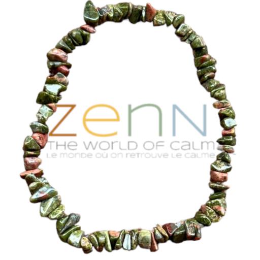 ZenN- Crystal & Gemstone Unakite Stone Chip Bracelet Is A Stone Of Vision Brings Harmony And Prevents Negative Energy 8Mm New Hang Tag Packaging