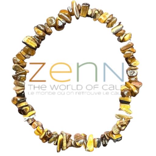 ZenN- Crystal & Gemstone Yellow Tiger Eye Chip Bracelet Helps To Release Fear & Anxiety And Aids Harmony & Balance. New Hang Tag Packaging