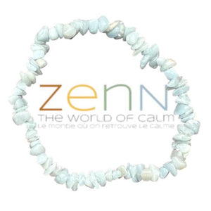 ZenN- Crystal & Gemstone Angelite Stone Chip Bracelet Improves Communication Dispels Fear Anger & Anxiety 8Mm New Hang Tag Packaging