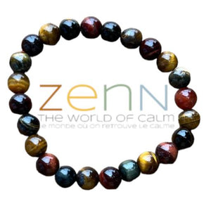 ZenN- Crystal & Gemstone Blue Red & Yellow Tiger Eyes Stone Bracelet Enhances Protection Courage Good Luck  8Mm New Hang Tag Packaging