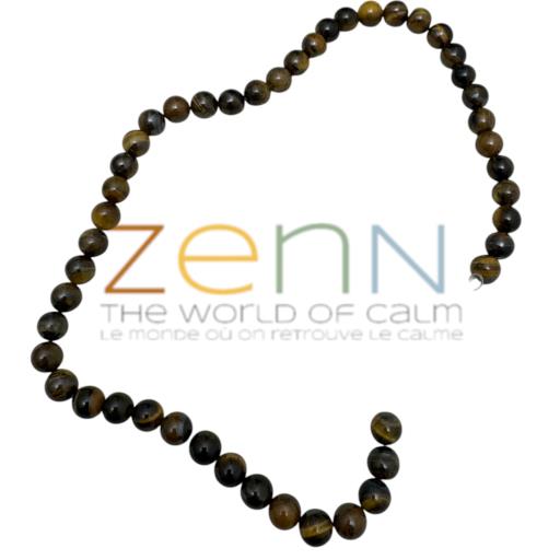 Zenn Tiger Eye Bead Strand: Brings Balance Confidence Enhancing Focus & Mental Clarity Approx. 48 Beads 