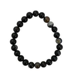 ZenN- Crystal & Gemstone Banded Agate Stone Bracelet Helps In Bringing A Sense Of Calm And Peace And Balances Soul And Body 8Mm Box Packaging