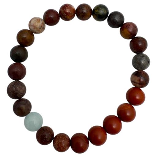 Zenn Mars Bracelet: Picasso Jasper Red Jasper & Opal Success 8Mm Mix Of Natural & Synthetic Stones With Card Packing 19Cm