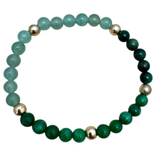 Zenn Luck & Abundance Bracelet: Jade Green Aventurine & Green Tiger Eye 8Mm 19Cm Mix Of Natural & Synthetic Stones With Card Packing 19Cm