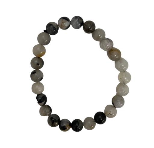 ZenN- Crystal & Gemstone Black Rutile B Bracelet Aids In Accessing Higher States Of Consciousness And Facilitating Spiritual Awakening 8Mm Only 4 Pcs Box Packaging