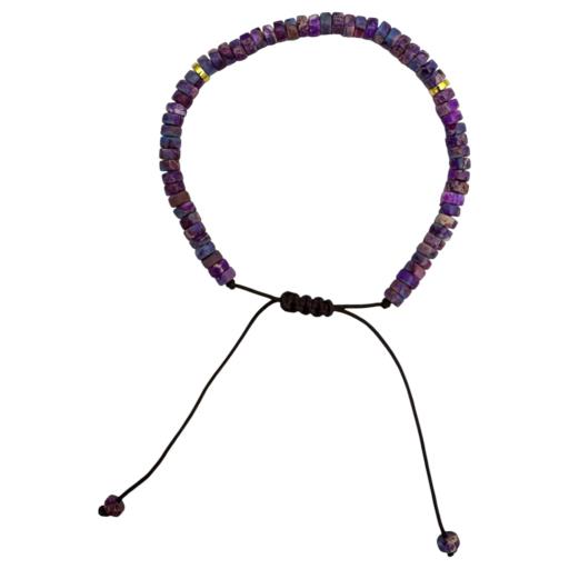 Zenn Purple Imperial Jasper Bracelet 2-4Mm Mix Of Natural & Synthetic Stones With Card Packing 19Cm