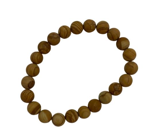 ZenN- Crystal & Gemstone Camel Jasper (Wood Jasper) Bracelet Helps To Be Balanced And Prevent Anger & Anxiety Though Increasing Mental Strength 8Mm Box Packaging