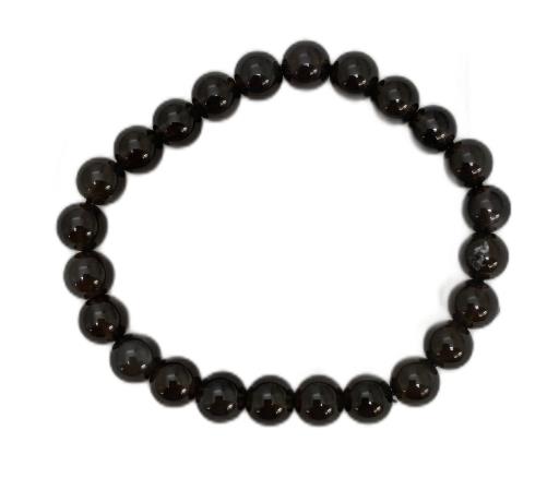 ZenN- Crystal & Gemstone Silver Obsidian 8Mm Bracelet 