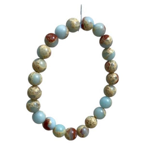 ZenN- Crystal & Gemstone Imperial Jasper & Copper Turquoise Bracelet Is Used For Relaxation Contentment Tranquility And Wholeness 8Mm New Hang Tag Packaging