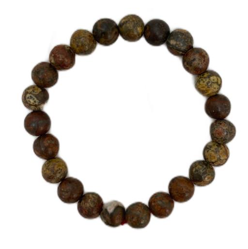 ZenN- Crystal & Gemstone Leopard Skin Jasper Bracelet Aids In Spiritual Growth Astral Traveling And Past Life Clearing 8Mm Box Packaging