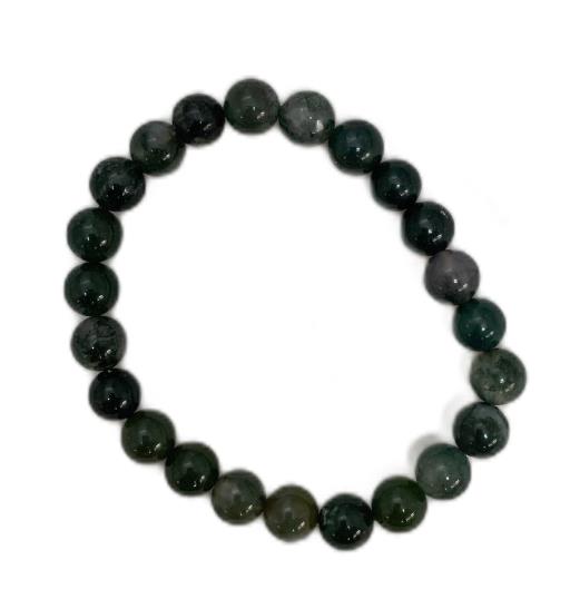 ZenN- Crystal & Gemstone Moss Agate Bracelet Speeds Up Recovery From Illness And Has Anti-Inflammatory Elements 8Mm Box Packaging