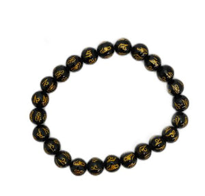 ZenN- Crystal & Gemstone Om Mani - Black Onyx 8Mm Bracelet 