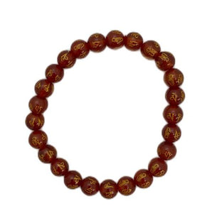 ZenN- Crystal & Gemstone Om Mani - Red Onyx 8Mm Bracelet 