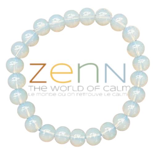 ZenN- Crystal & Gemstone Opalite Stone Bracelet Enhances Psychic Abilities Inner Peace & Calmness And Increasing Energy 8Mm New Hang Tag Packaging