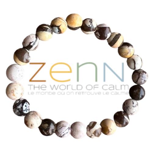 ZenN- Crystal & Gemstone Peanut Jasper Stone Bracelet (Brown Zebra) Strengthens The Spine Help Control Weight And Calms Survival-Based Fear 8Mm New Hang Tag Packaging