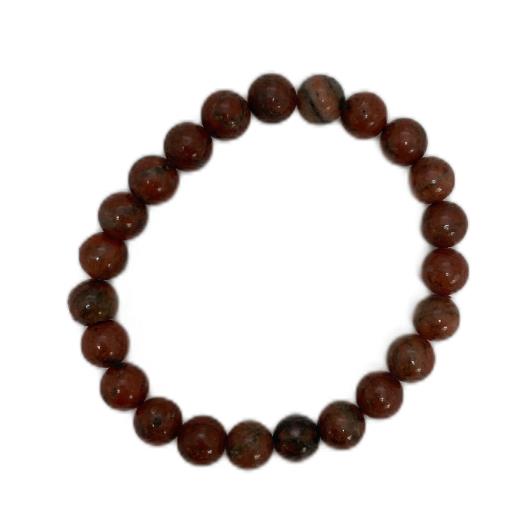 ZenN- Crystal & Gemstone Red Line Jasper 8Mm Bracelet 