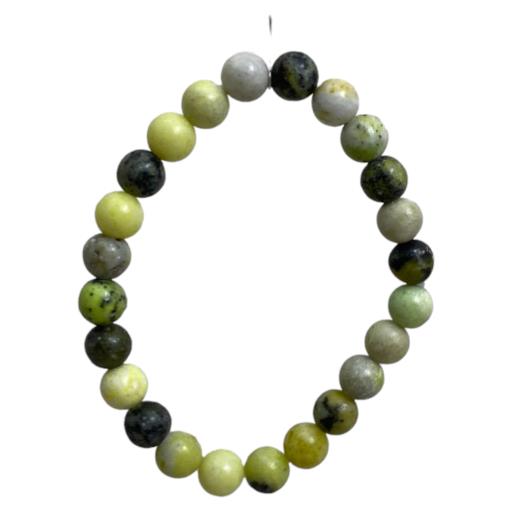 ZenN- Crystal & Gemstone Serpentine A Stone Bracelet Bring Happiness Success & Friendliness 8Mm New Hang Tag Packaging