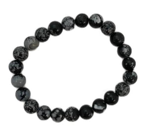 ZenN- Crystal & Gemstone Black Snowflake Obsidian 8Mm Bracelet 