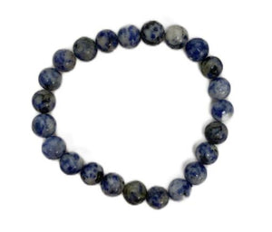 ZenN- Crystal & Gemstone Sodalite B Bracelet Has Calming Energy And Promotes Emotional Balance And Aids Anxiety Reduction 8Mm New Hang Tag Packaging