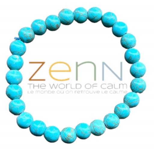 ZenN- Crystal & Gemstone Turquoise (Synthetic) Stone Bracelet Is Used For Protection Spiritual Purposes And Good Fortune 8Mm New Hang Tag Packaging