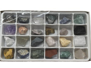 ZenN- Crystal & Gemstone Mixed 1.5" 24 Pcs Rough Stones Flat Box (640 Gm) 