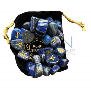 ZenN- Crystal & Gemstone Lapis Lazuli Rune Set Excellent Feng Shui Figurine Symbolizes Prosperity Stability And Growth 