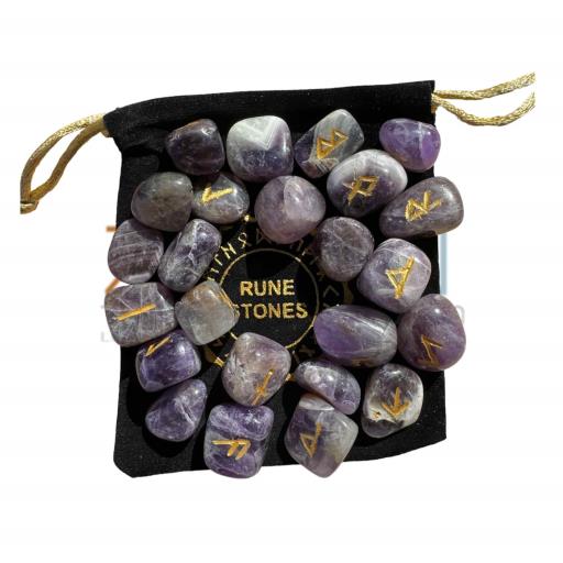 ZenN- Crystal & Gemstone Amethsyt Crystal Rune Set Is Known For Its Calming Energy Is Used For Stress Relief And Spiritual Growth 