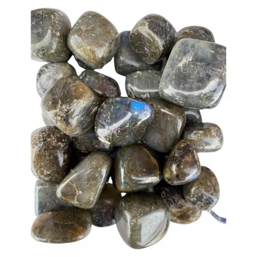 ZenN- Crystal & Gemstone Labradorite Tumbled Stones 500G / 1.10 Lb Per Bag Black Grey