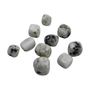 ZenN- Crystal & Gemstone White Rainbow Moon Tumbled Stones 500G / 1.10 Lb Per Bag Black White