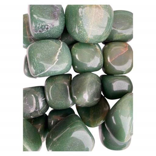 ZenN- Crystal & Gemstone Green Jade Tumbled Stones 500G / 1.10 Lb Per Bag Dark Green White