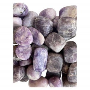 ZenN- Crystal & Gemstone Lapidolite Tumbled Stones 500G / 1.10 Lb Per Bag Purple White