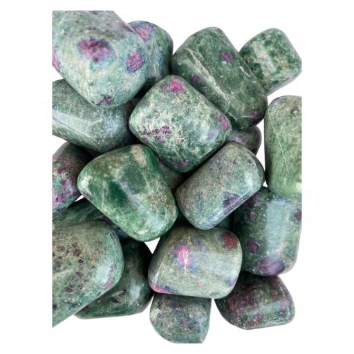 ZenN- Crystal & Gemstone Ruby Zoisite Tumbled Stones 500G / 1.10 Lb Per Bag Dark Green Cream